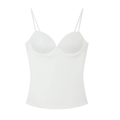 Women’s Sleeveless Crop Top - Backless Corset Camisole Bodycon Bustier Tank Top with Adjustable Straps