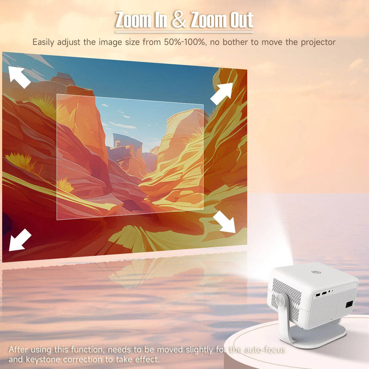 Magcubic Native 1080P 650ANSI 4K L018 Projector - 360° Auto Keystone Focus, Wifi6, BT5.2, Air Mouse, Portable Outdoor