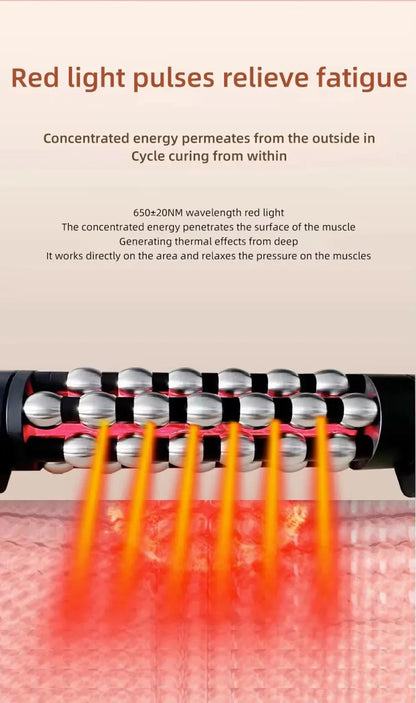 Red Light Heated Massage Device – 360 Rotating Muscle Relaxation Roller for Full Body & Anti-Cellulite Treatment