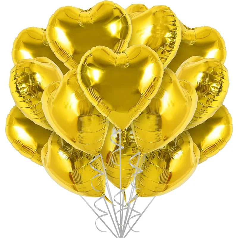 18 Inch Red Heart Foil Balloons - Love Shape Aluminum Balloons for Wedding, Birthday & Home Party Decorations