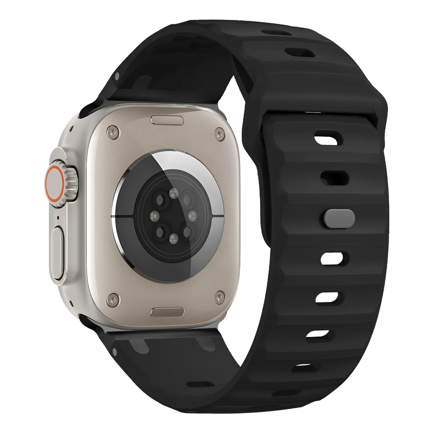Sport Silicone & Stainless Steel Strap for Apple Watch — Fits Ultra 2 & Series 10/9/8/7/SE (44–49mm)