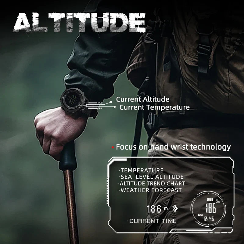 NORTH EDGE APACHE-46 Men’s Digital Outdoor Watch – Altimeter, Barometer, Compass, WR50M Sports Watch