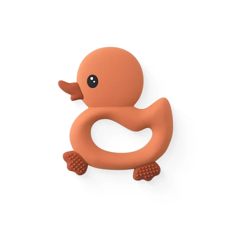 Baby Silicone Teether Toy - Cartoon Rattle Gum Relief Infant Teething Accessory for 0-12 Months