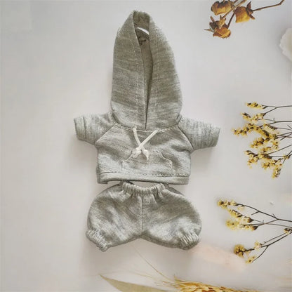 17cm Labubu Doll Outfit Set – Black Hoodie Sweatshirt & Pants, DIY Gift for Dolls