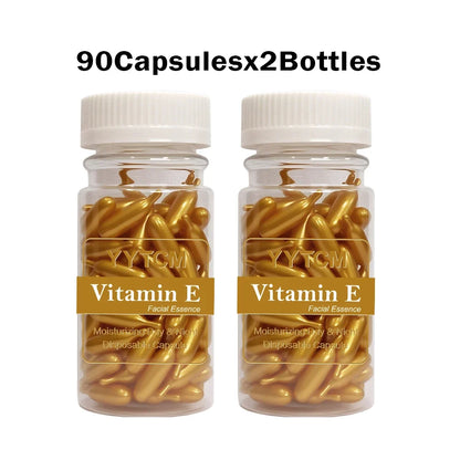 Vitamin E Serum Capsules - Hydrating Single-Use Facial Essence 90 Capsules per Bottle
