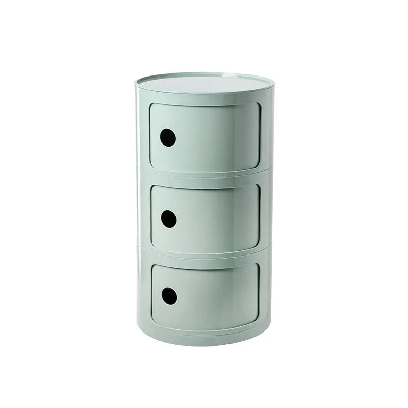 Nordic Minimalist White Bedside Table – Modern Round Plastic Side Cabinet, Small Creative Storage Unit