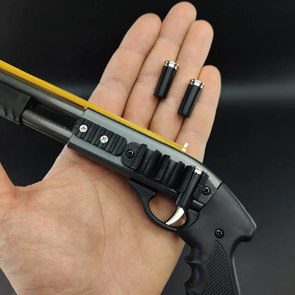 Mini Alloy Rubber Band Gun Toy - 8 Round Novelty Model with 20 Colorful Rubber Bands Included
