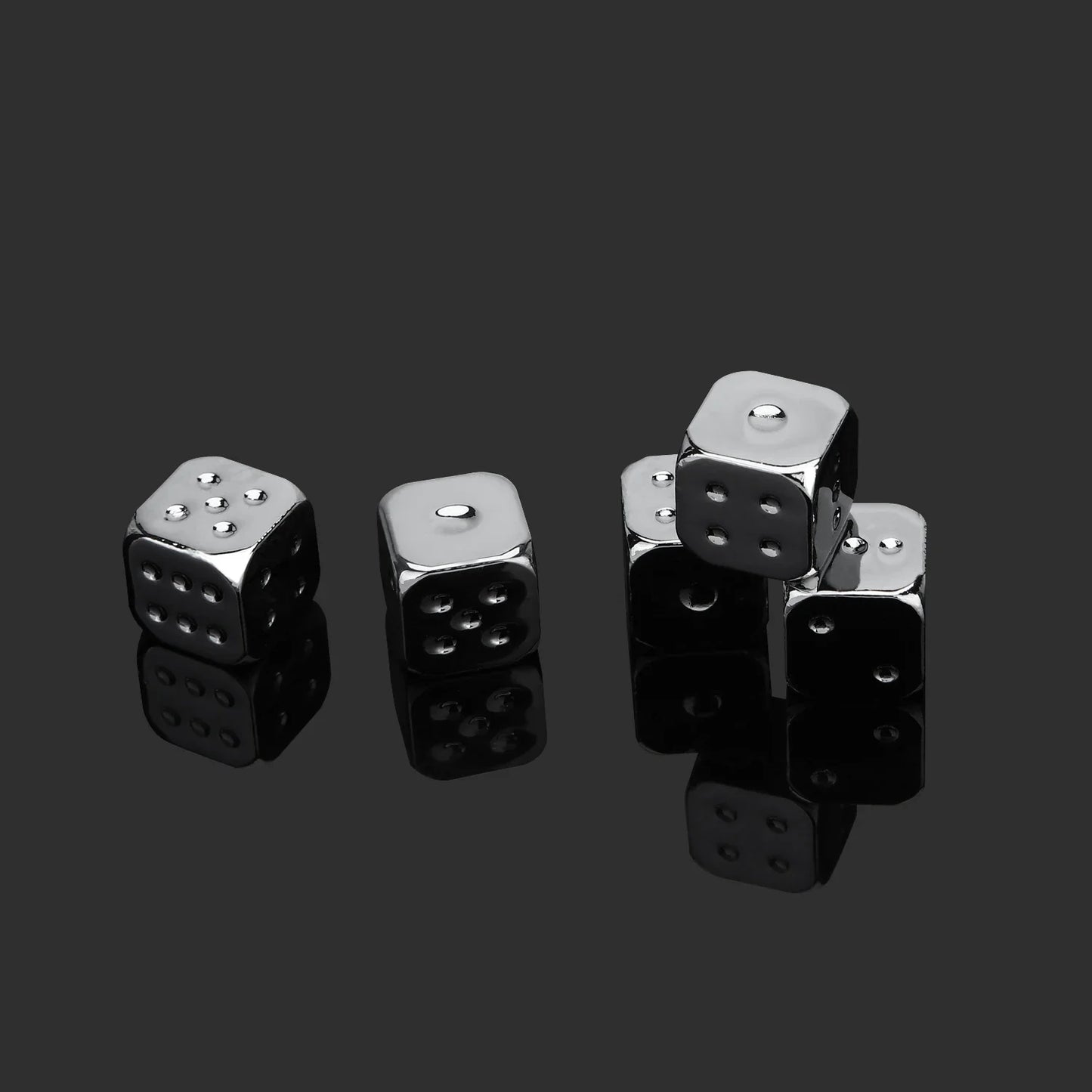 5PCS Metal Dice Set – Golden, Silver, Bronze 6-Sided Game Dice for Board Games, 13mm Decider Accessories