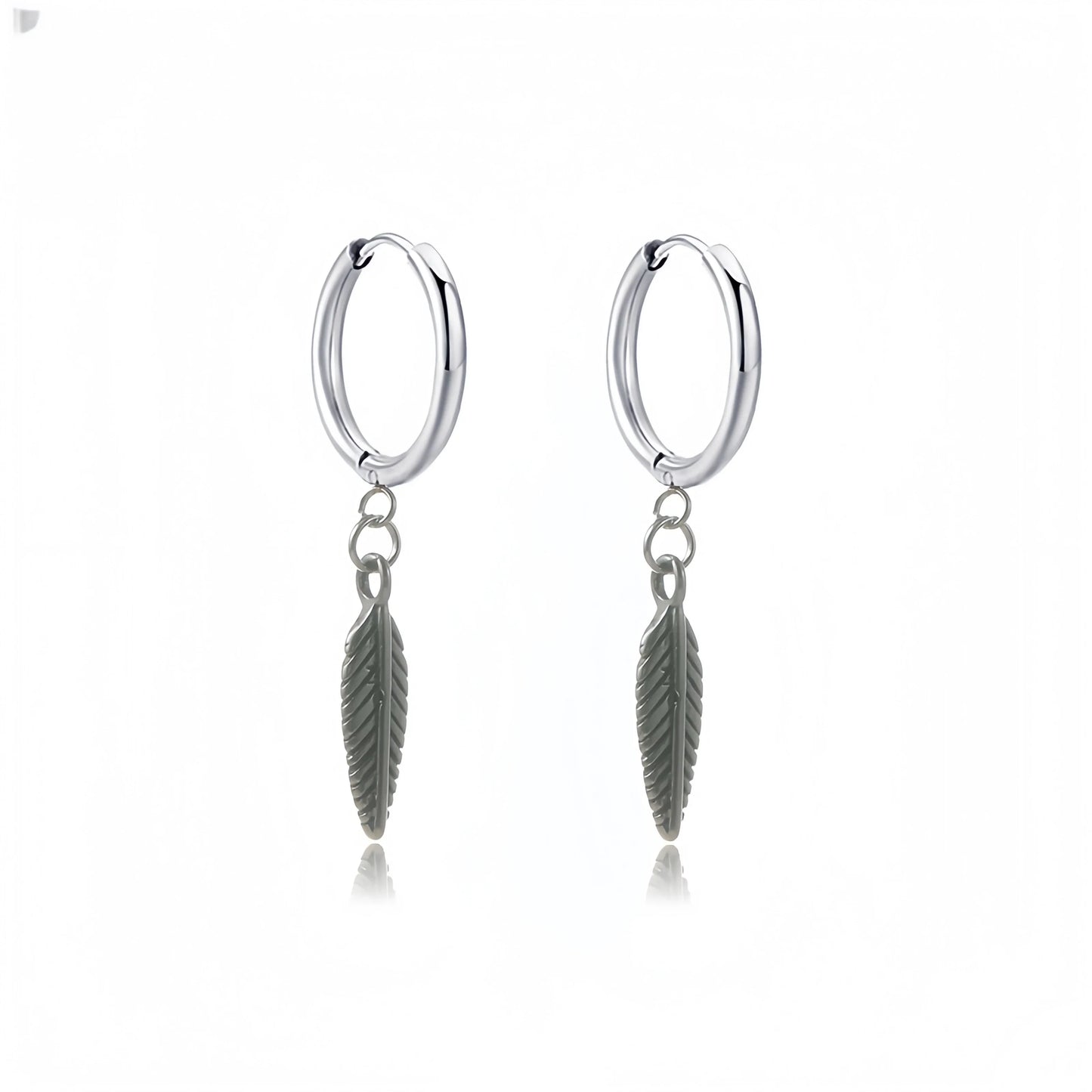 Long Hanging Cross & Leaf Hoop Earrings – Vintage Stainless Steel Hip Hop Unisex Jewelry Accessories