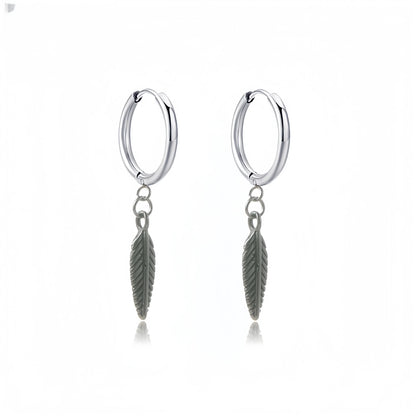 Long Hanging Cross & Leaf Hoop Earrings – Vintage Stainless Steel Hip Hop Unisex Jewelry Accessories