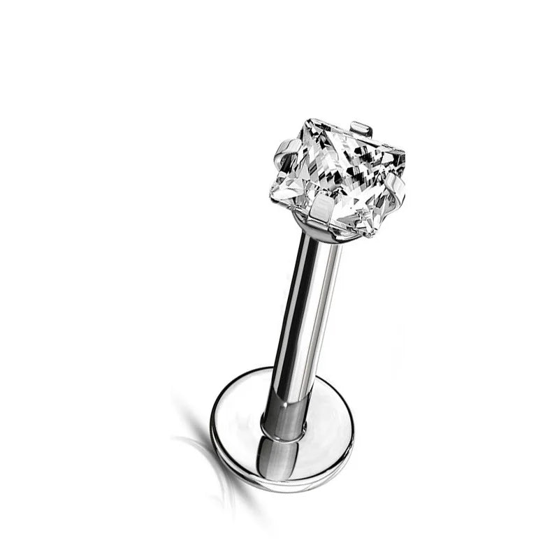 G23 Titanium Labret Piercing Studs - Triangle Zircon Lip Ear Cartilage Tragus Helix Body Jewelry Earrings