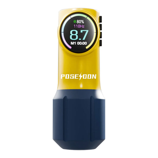 POSEIDON Wireless Tattoo Pen - Cute Yellow Rotary Tattoo Machine with Powerful Custom Motor for Artists