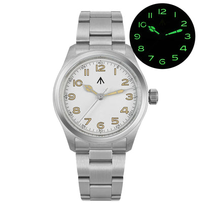 Militado ML08 Vintage Quartz Watch - VH31 Movement 38mm Sapphire Crystal Wristwatch with C3 Green Luminous Dial