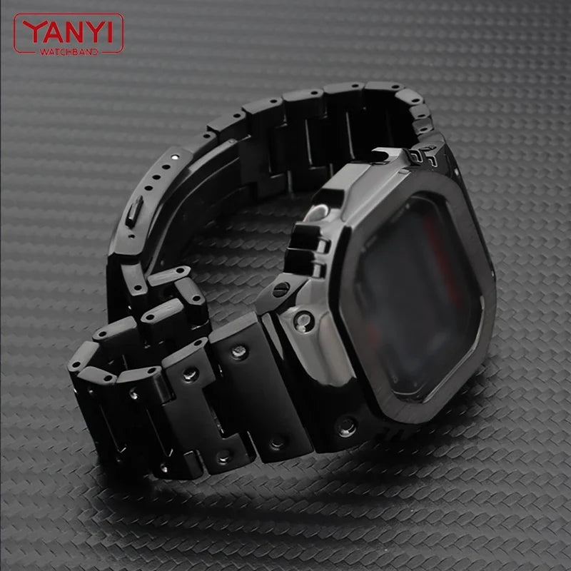 V4.0 Stainless Steel Watch Band & Bezel Kit - Metal Case Strap Replacement for Casio G-Shock DW5600 GW-B5600 DW-5030 Series