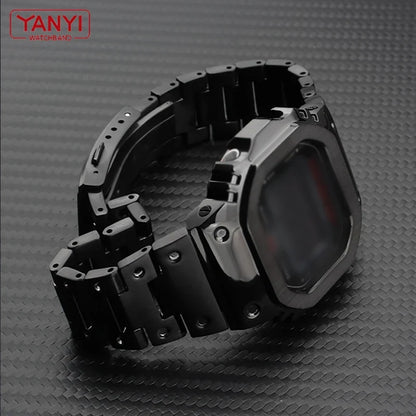 V4.0 Stainless Steel Watch Band & Bezel Kit - Metal Case Strap Replacement for Casio G-Shock DW5600 GW-B5600 DW-5030 Series