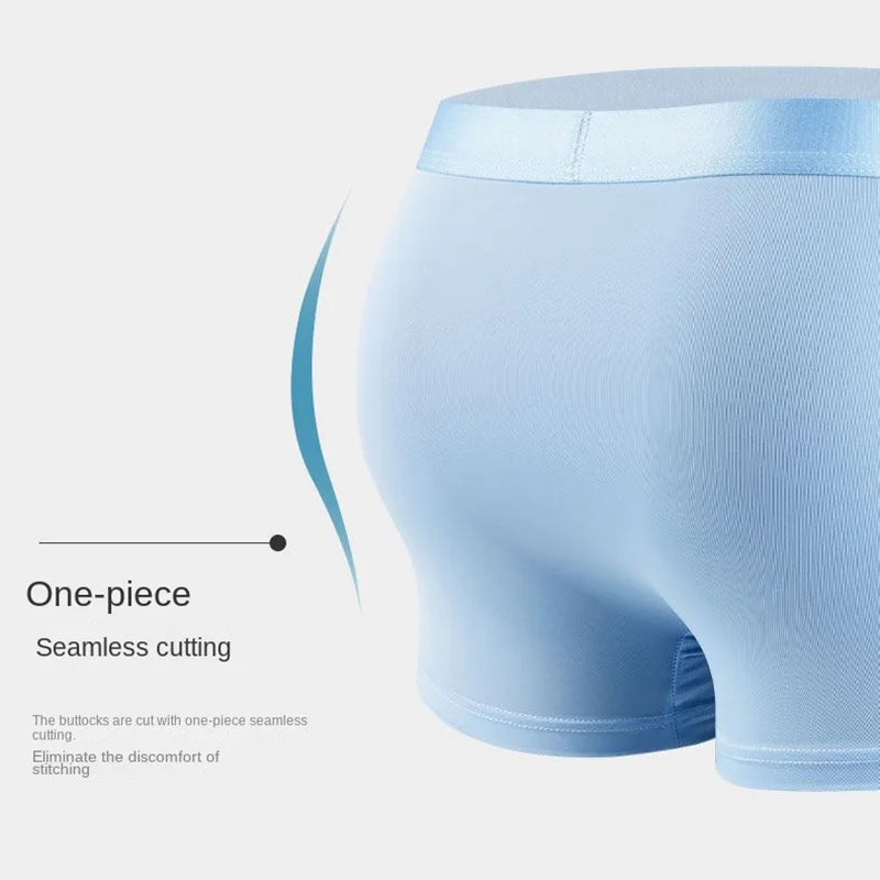 4-Pack Men's Ice Silk Boxer Shorts - Breathable Thin U-Pouch Underwear with Stretch Comfort (L-6XL)