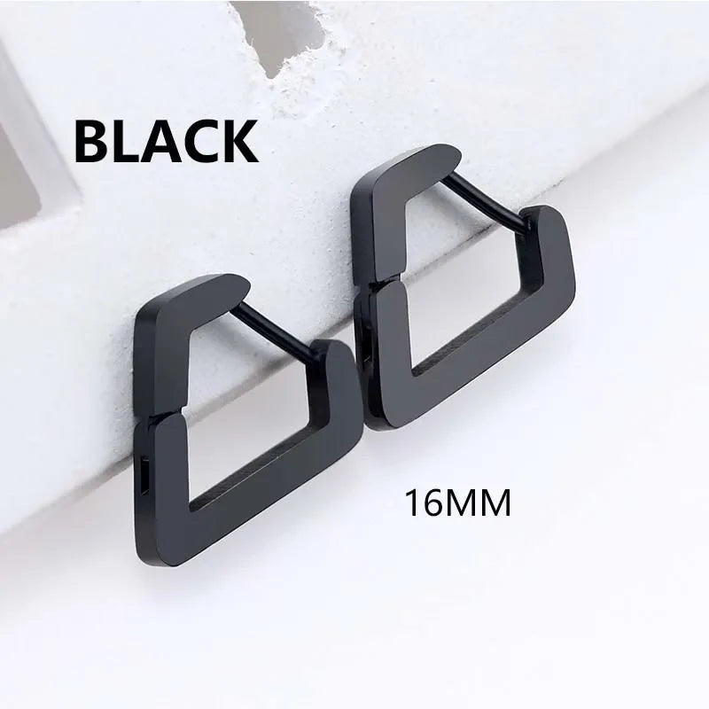Stainless Steel Triangle Earrings - Unisex Punk Rock Geometric Push-Back Jewelry for Men & Women