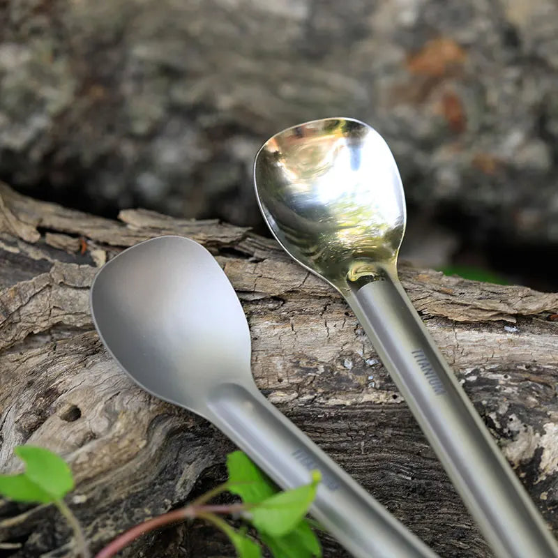 Titanium Long Handle Spork - Ultralight Portable Camping Cutlery for Hiking, Backpacking & Outdoor Dining