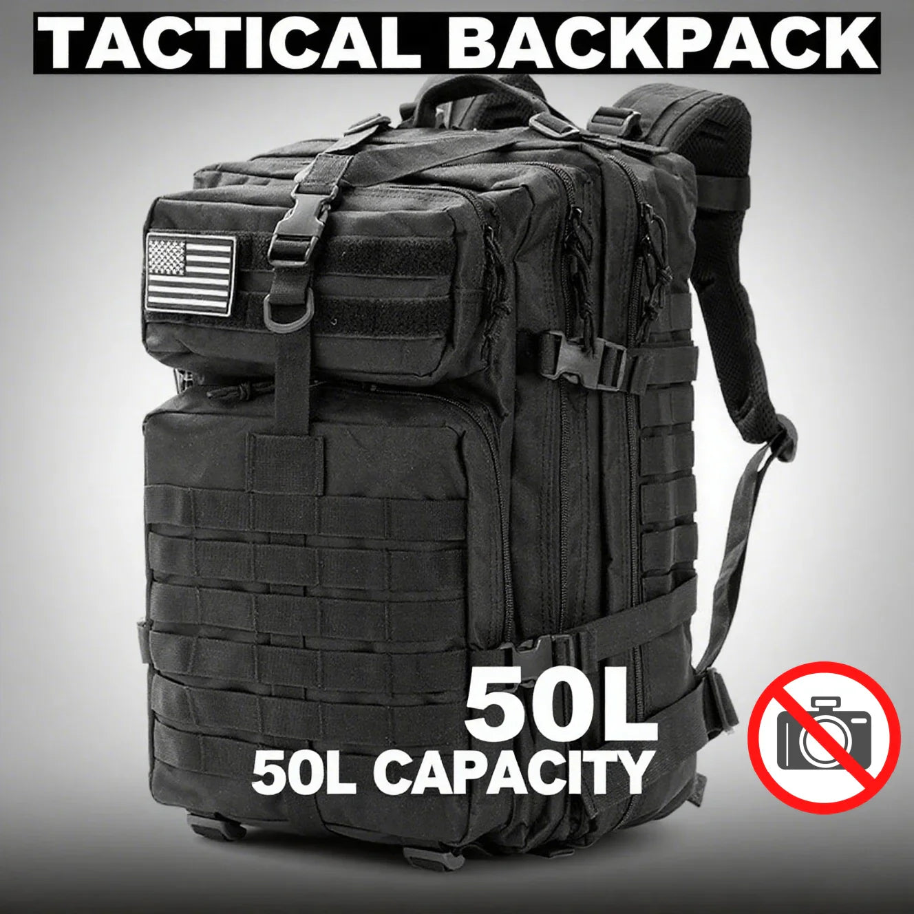 25L/50L Waterproof Oxford Tactical Sports Backpack – Breathable Outdoor Bag for Hiking, Fishing, Hunting & Camping