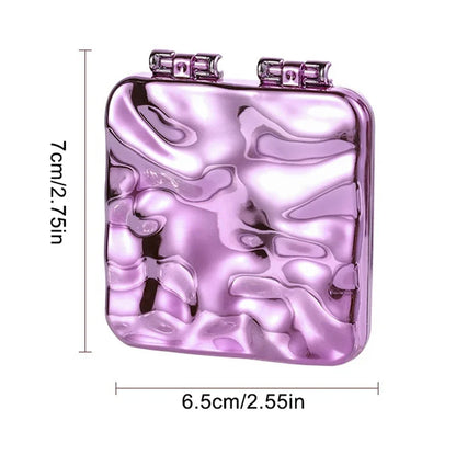 Foldable Mini Square Makeup Mirror - Double-Sided Compact Pocket Vanity Mirror