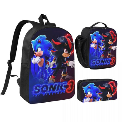 3-Piece Student Backpack Set - Cartoon School Bag with Lunch Bag and Pencil Case