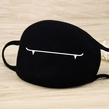 Black Cartoon Animal Face Mask – Unisex Winter Cotton Half Face Mask, Dustproof & Thickened for Cycling