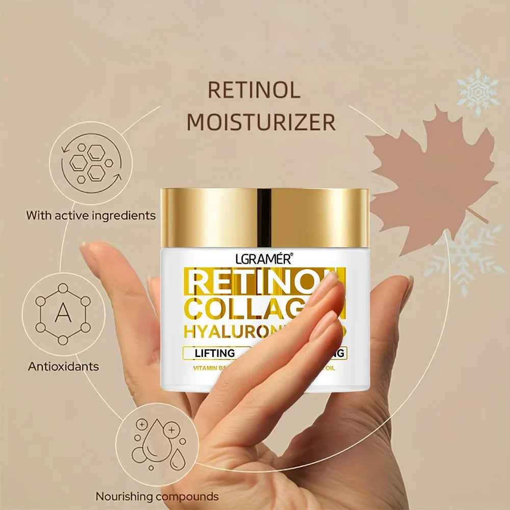 Retinol Face Cream - Collagen & Hyaluronic Acid Moisturizer for Wrinkle Care, Hydration & Skin Firming