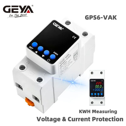 GEYA Adjustable Voltage Protector - 63A Over Under Voltage Protection Device with Digital Display for 220V/110V Power Safety