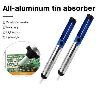 Aluminum Desoldering Pump Tool - Solder Sucker Vacuum Tin Removal Gun for Electronics Repair