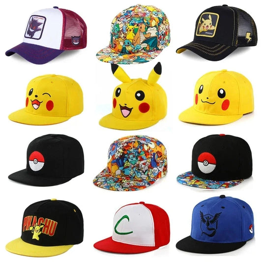 Pikachu Anime Baseball Cap - Adjustable Cartoon Cosplay Hat for Men, Women & Kids Sports Hip Hop Style Gift
