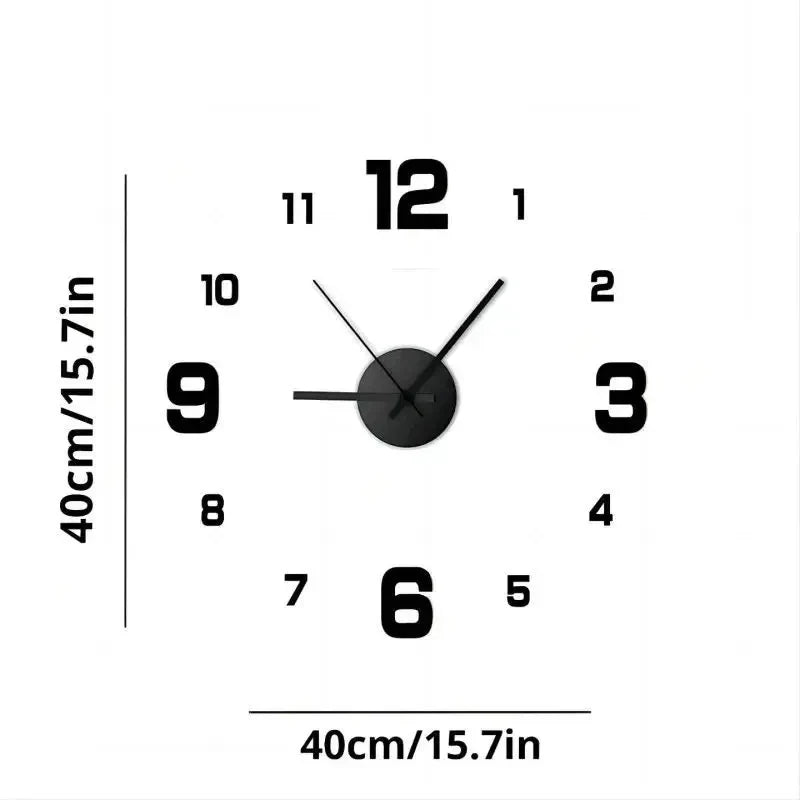 3D Frameless DIY Wall Clock — Creative Mute Digital Wall Sticker for Home, Living Room, and Office Decoration