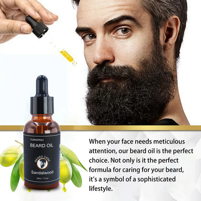 YURHERSU 30ml Beard Growth Oil for Men – Thickening, Softening & Nourishing Facial Hair Care Serum for Smooth, Healthy Beard Growth