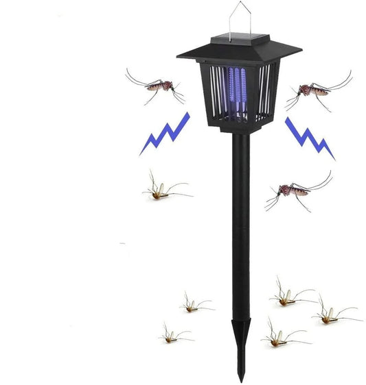 Solar Bug Zapper Lamp - Waterproof Cordless Mosquito Killer with UV & White Light for Indoor Outdoor Use
