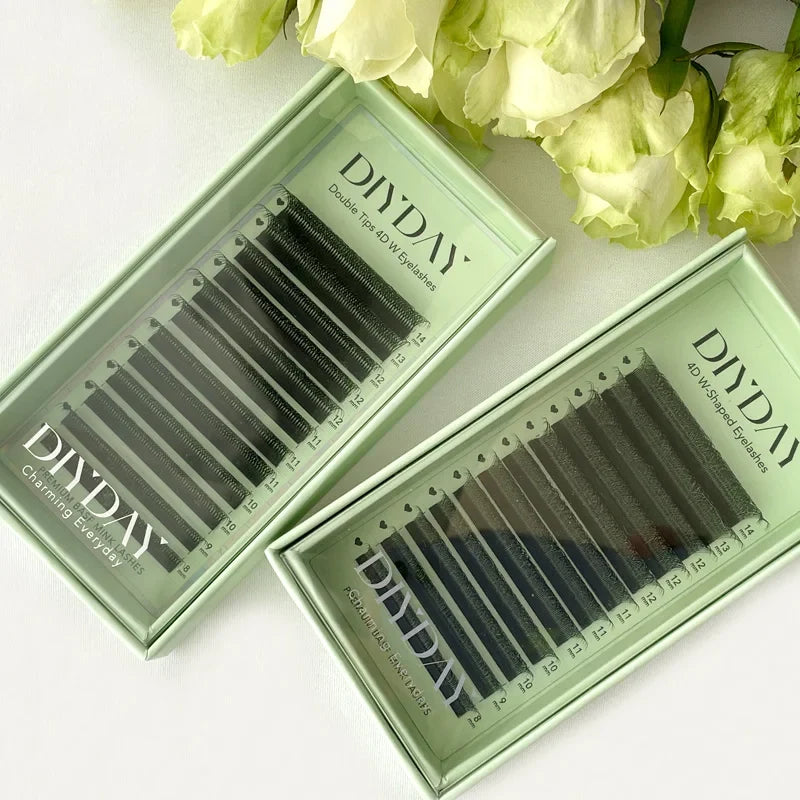 DIYDAY W Shape Eyelash Extensions - 3D-8D Blooming Volume Premade Fan Lashes for Natural Soft Eye Makeup Look