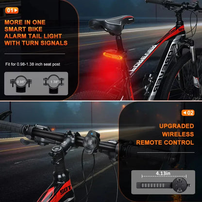 Rockbye Rechargeable Wireless Bike Tail Light with Turn Signals, Anti-Theft Alarm & Bicycle Safety Light