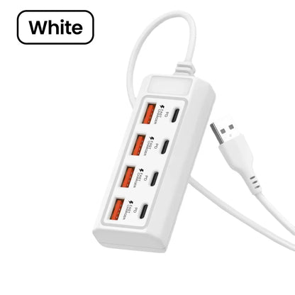 8-in-1 USB Charging Station - 25W PD Type-C Multi-Port Desktop Hub for iPhone, Samsung, Xiaomi & Huawei