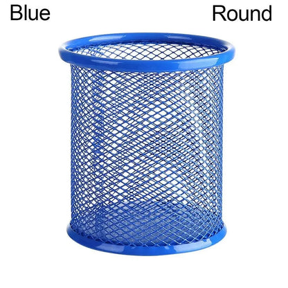 Multifunction Mesh Pen Holder - Round or Square Desk Organizer for Pens, Pencils & Stationery