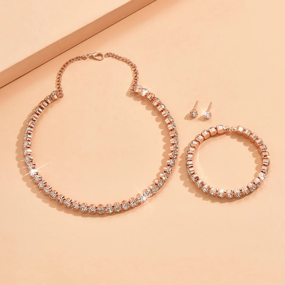 Women's Minimalist Jewelry Set - 4-Piece Necklace, Earrings & Bracelet Party Accessory Collection