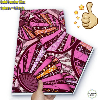 African Grand Golden Wax Fabric - Glitter Gold Ankara Pagne Batik Print Soft Cotton Fabric