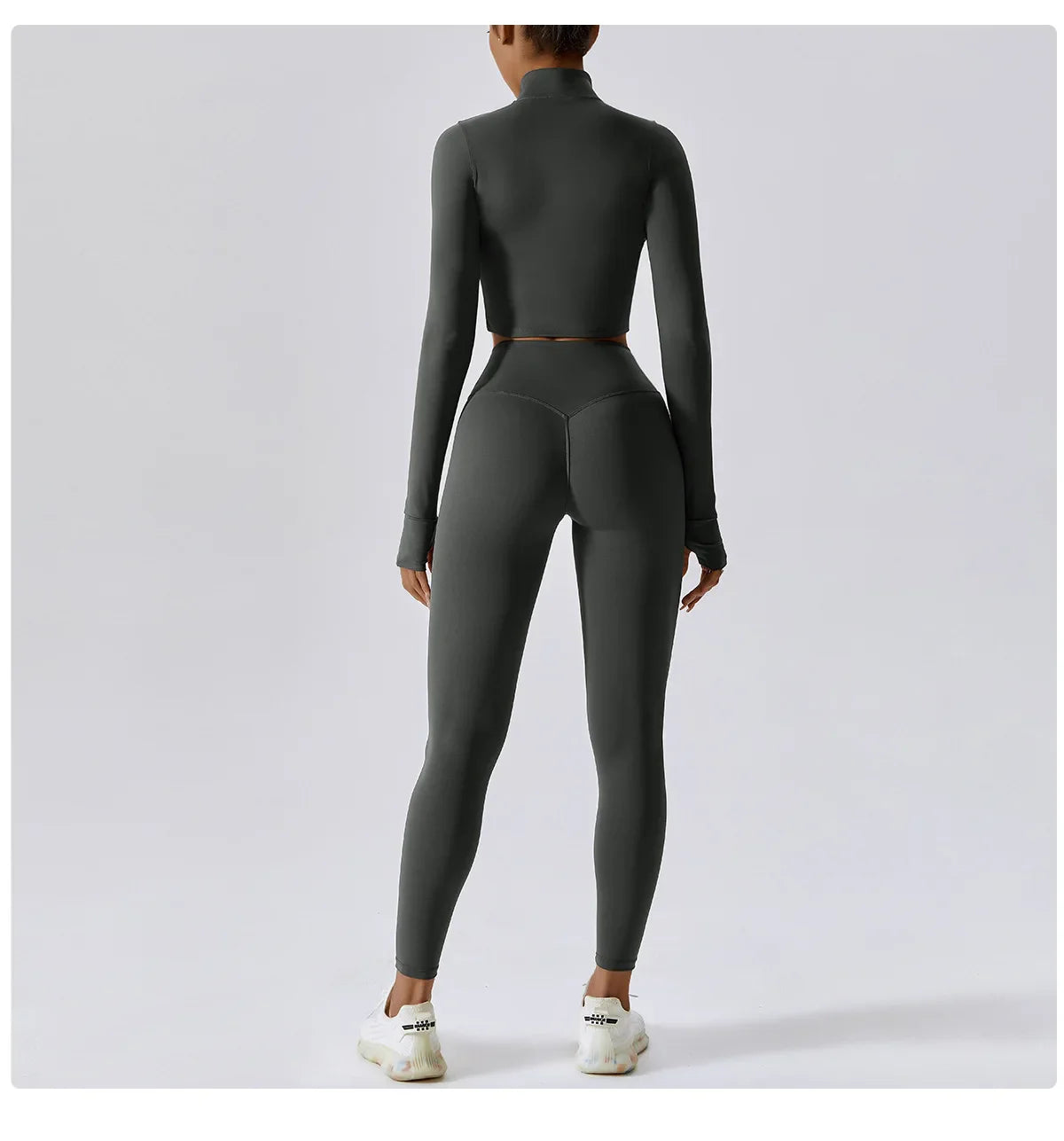3PCS Women’s Yoga & Workout Set – Long Sleeve Zipper Top with High Waist Leggings Fitness Sportswear