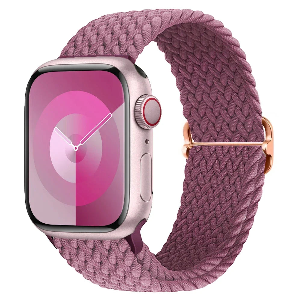 Braided Solo Loop Apple Watch Ultra Band – Elastic Nylon Adjustable Strap for iWatch SE, Series 3–9 (38mm–49mm) Bracelet Band