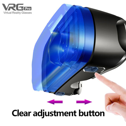 3D VR Headset – Virtual Reality Smart Glasses Helmet for Smartphones with Controllers and 7-Inch Lenses