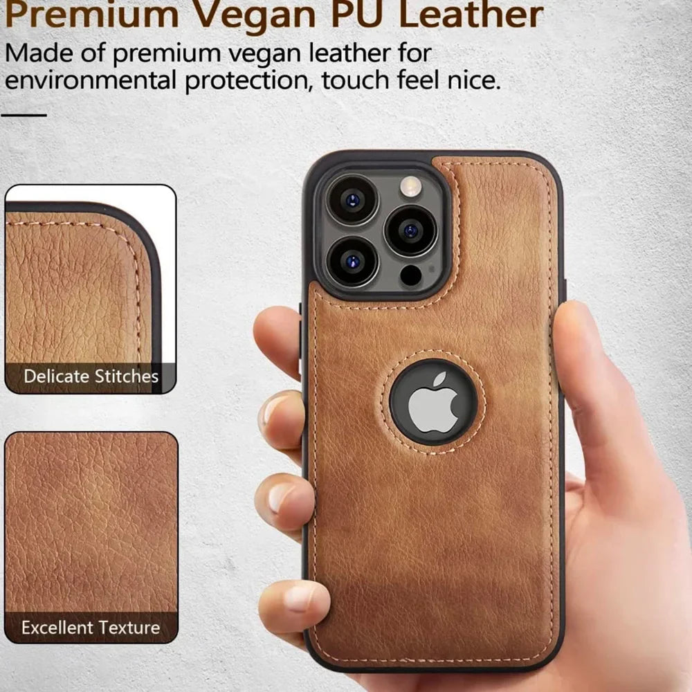 Ultra Thin Leather Phone Case: Shockproof Slim Cover for iPhone 14/13/12/11 Pro Max XS XR X SE 7/8 Plus - Soft Business Back Bumper