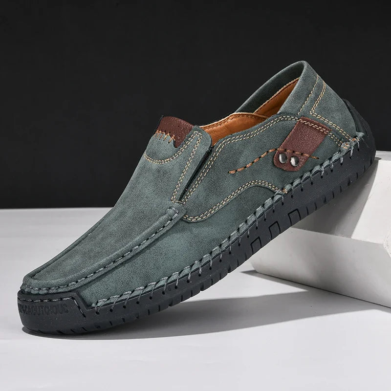 Handmade Leather Men’s Loafers - Casual Slip-On Moccasin Shoes Comfortable Walking Flats for Fall