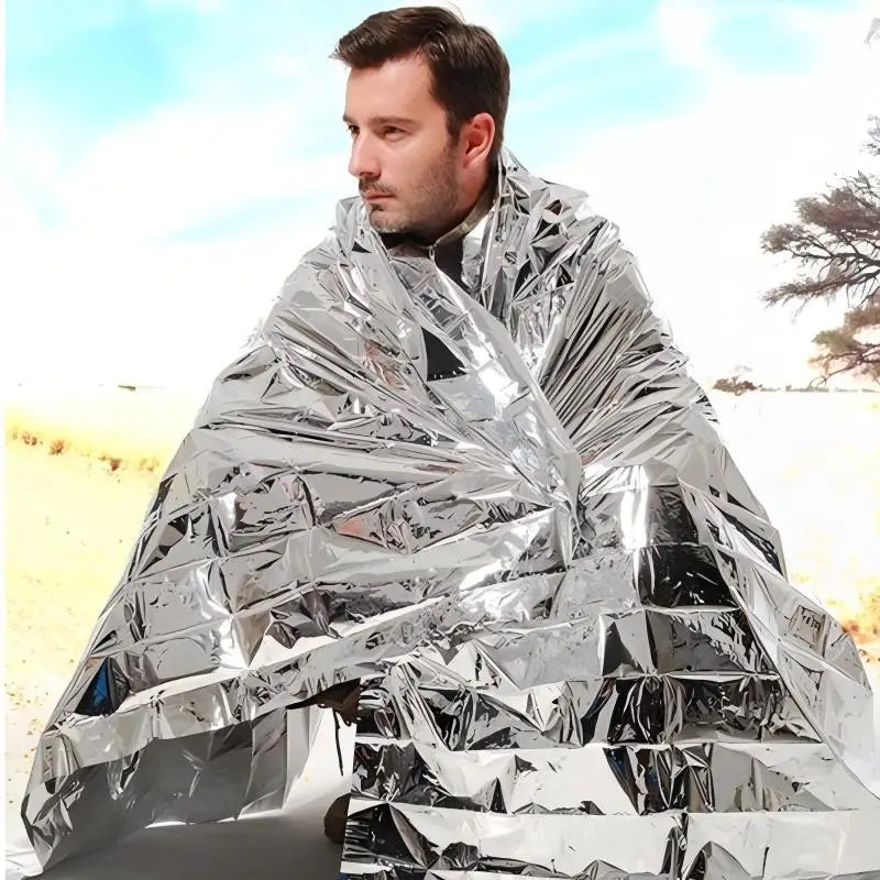 4 Pack Emergency Survival Blankets - Waterproof Windproof Thermal Foil Rescue Sheets for Camping, Hiking & First Aid Kit