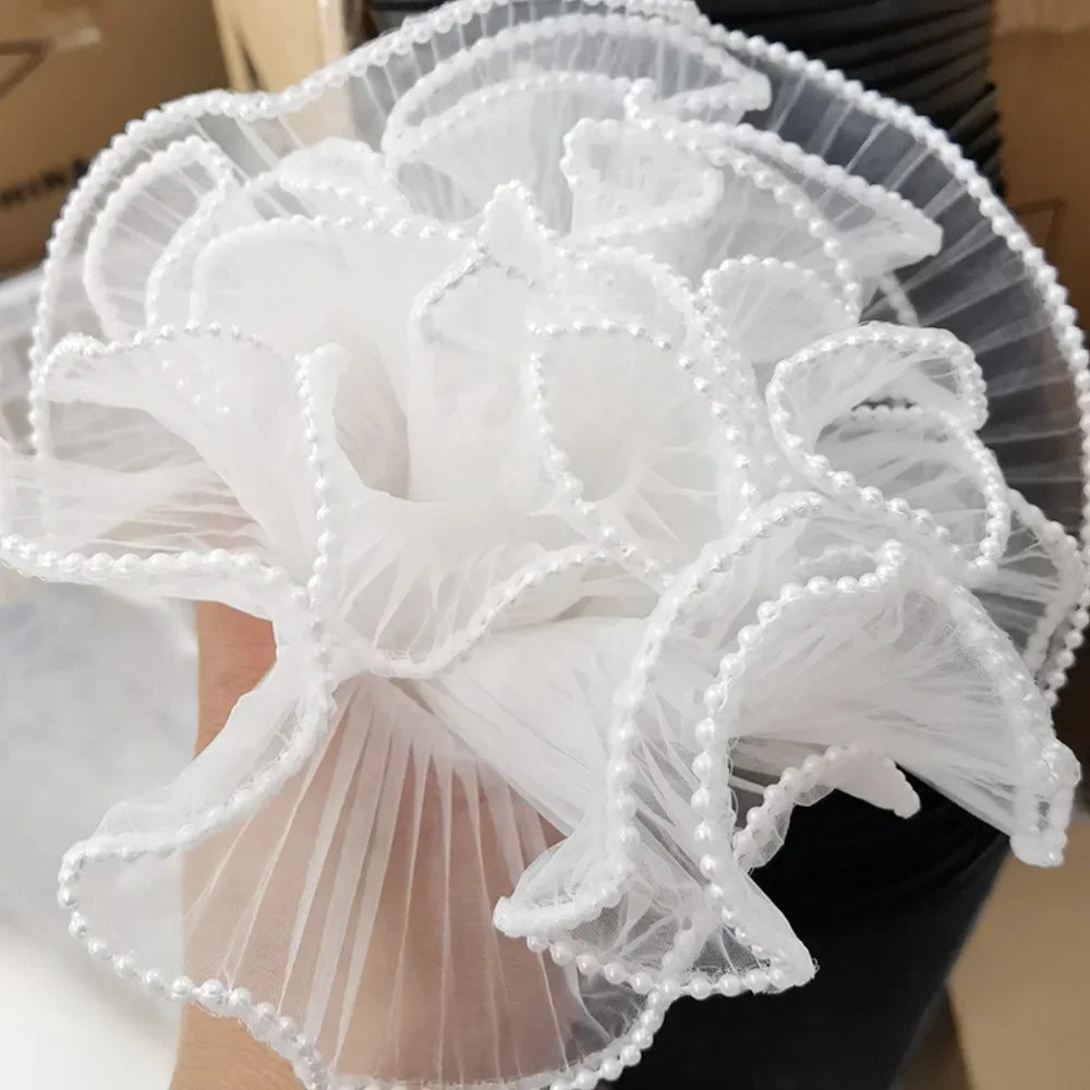 28cm x 4Yards Pearl Lace Flower Wrapping Mesh – Handmade Bouquet & Gift Wrapping Cloth