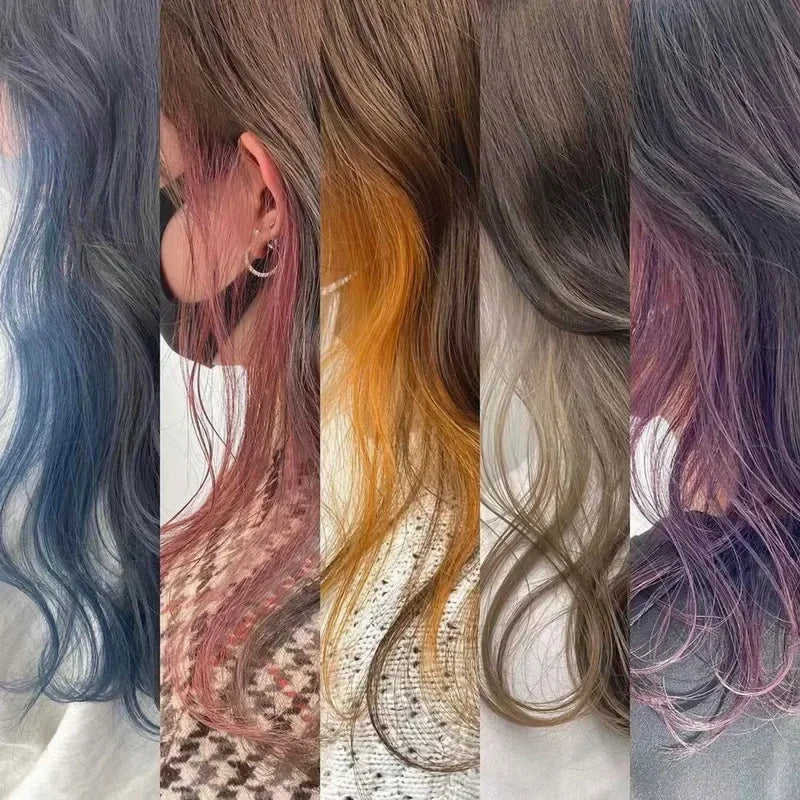 22-Inch Rainbow Highlight Synthetic Hair Extensions – Long Straight Colorful Hairpiece for Women & Kids