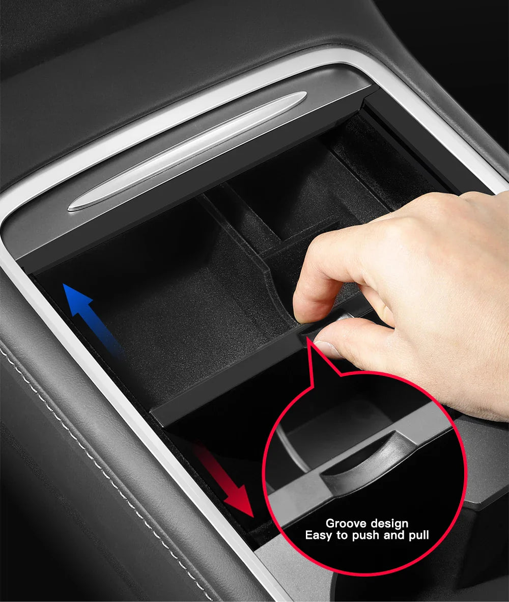 YZ Storage Box for Tesla Model 3 & Model Y – Center Armrest Hidden Box & Cup Holder Organizer, 2023-2022 Car Accessories