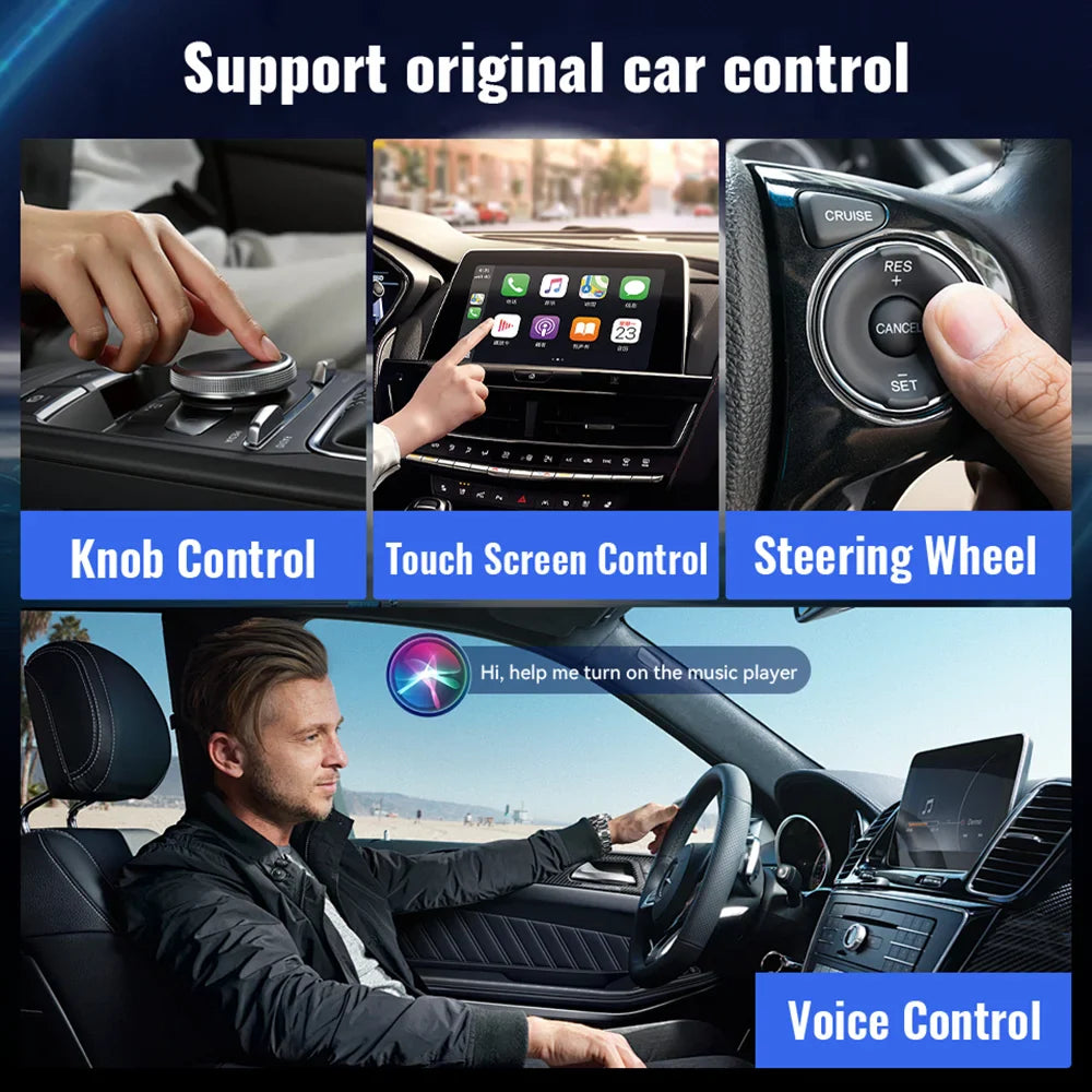 Acodo 2025 Android 14 3-in-1 CarPlay AI Box Wireless Adapter for Android Auto, YouTube & Netflix – Universal Plug and Play TV Box