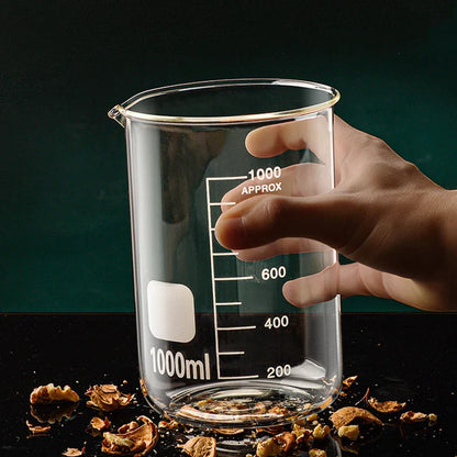 High Borosilicate Glass Measuring Cup – Clear Scale Laboratory Beaker, Kitchen & Baking Measuring Cup (50-1000ml)